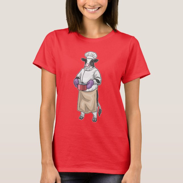 Cow Cook Cooking pot Cooking T Shirt (Framsida)
