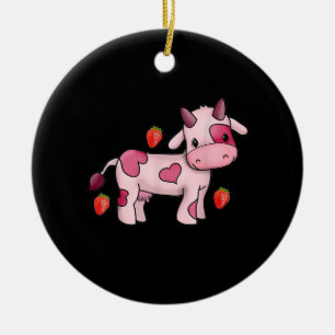 Cow Cute Cute Rosa Cow Julgransprydnad Keramik