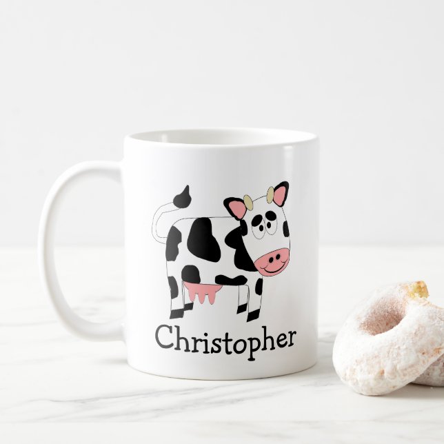 Cow Design Personalised Kaffemugg (Med munk)