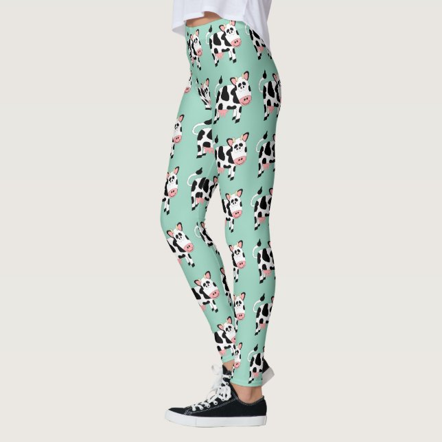 Cow Design You Choose Background Colour Leggings (Vänster)