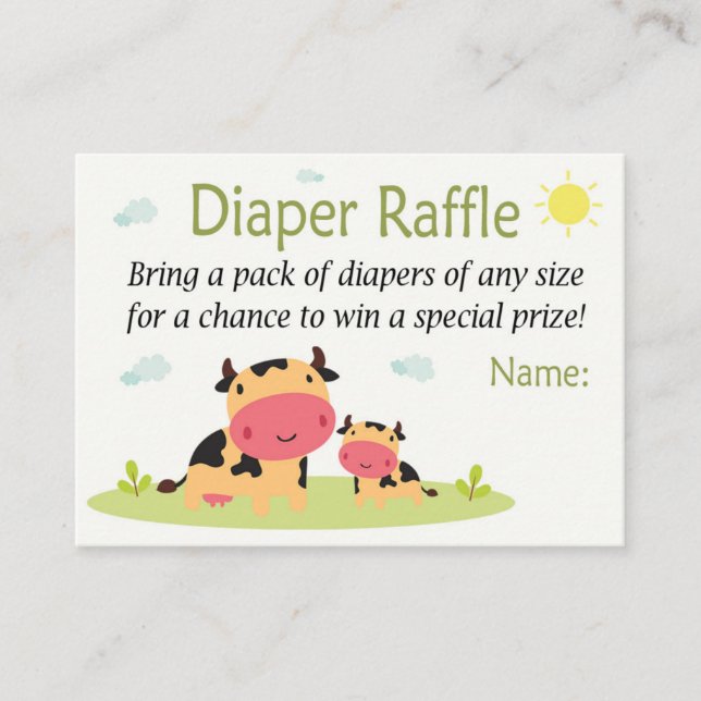 Cow Diaper Raffle Biljett (Framsida)