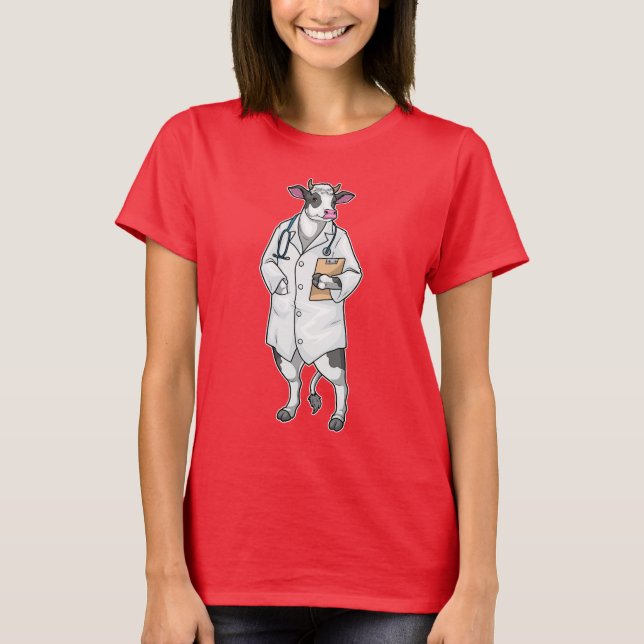 Cow Doktor Stethoscope T Shirt (Framsida)