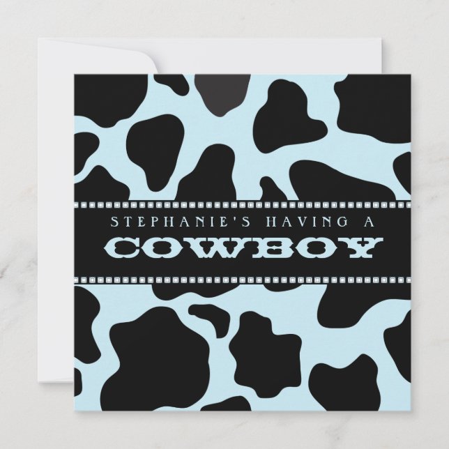 Cow - Dölj inbjudan till Cowboy Baby Shower (Framsida)