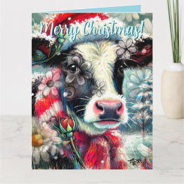 Cow Dreaming of Warmer Times Floral Personalized Kort