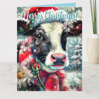 Cow Dreaming of Warmer Times Floral Personalized Kort