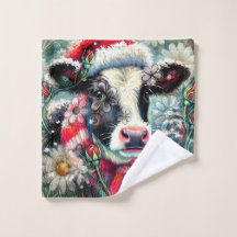 Cow Dreaming of Warmer Times Teal Red Blommigt