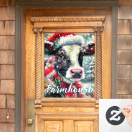 Cow Dreaming of Warmer Times Teal Red Blommigt