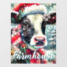 Cow Dreaming of Warmer Times Teal Red Blommigt