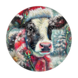 Cow Dreaming of Warmer Times Teal Red Blommigt