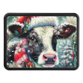 Cow Dreaming of Warmer Times Teal Red Blommigt Dragkroksskydd