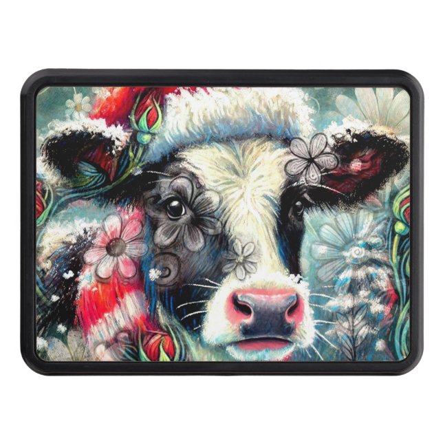 Cow Dreaming of Warmer Times Teal Red Blommigt Dragkroksskydd (Framsidan)