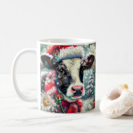 Cow Dreaming of Warmer Times Teal Red Blommigt Kaffemugg