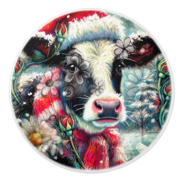 Cow Dreaming of Warmer Times Teal Red Blommigt Knopp