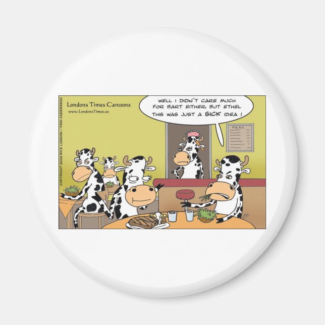 Cow Eats Make Funny ger Tees Mugg och Cards Magnet (Framsidan)