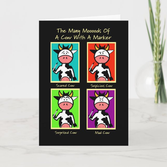 Cow Eyebrows Funny födelsedagskort Kort (Framsida)