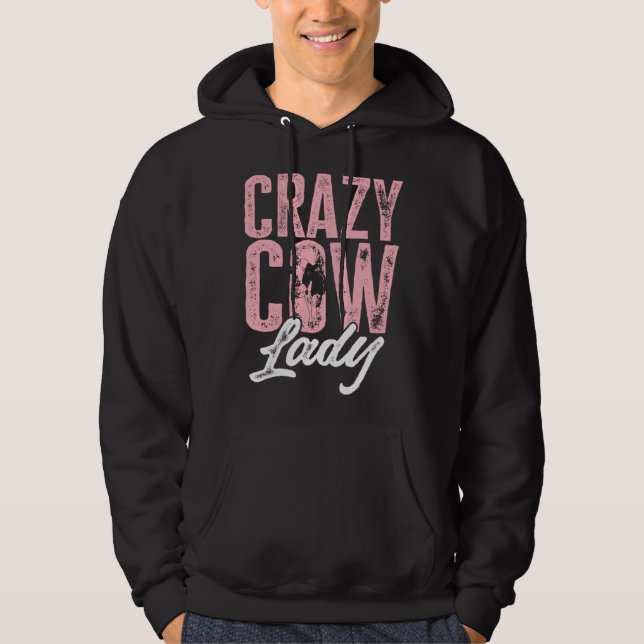 Cow Farm Animals Crazy Cow Lady Hoodie (Framsida)