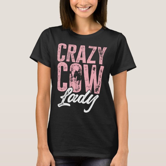 Cow Farm Animals Crazy Cow Lady T Shirt (Framsida)