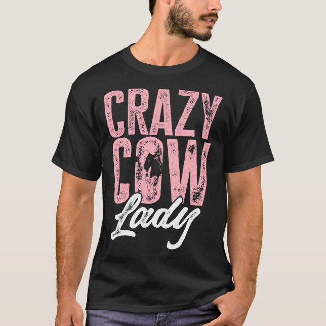 Cow Farm Animals Crazy Cow Lady T Shirt (Framsida)