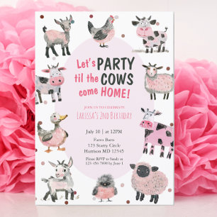Cow Farm Girls andra födelsedag Inbjudningar