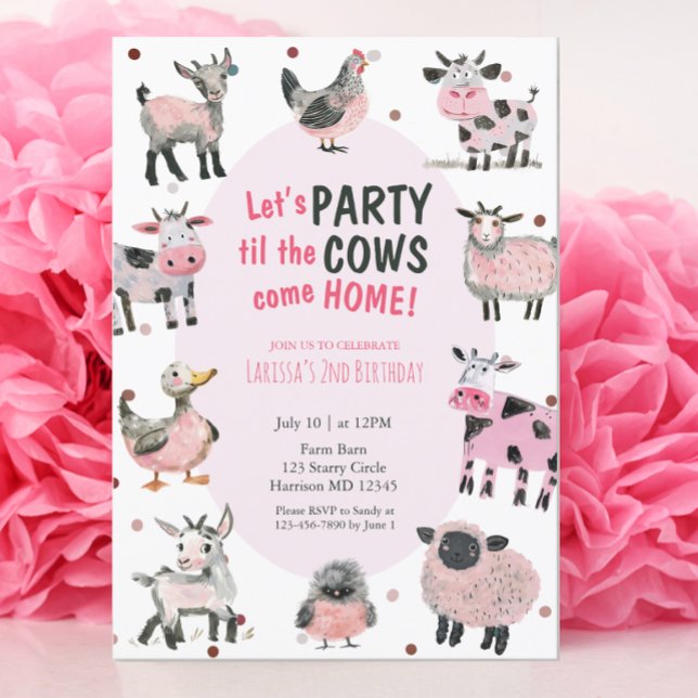 Cow Farm Girls andra födelsedag Inbjudningar (Skapare uppladdad)