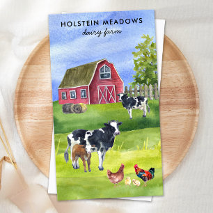 Cow Farm Holstein Dairy Watercolor Visitkort