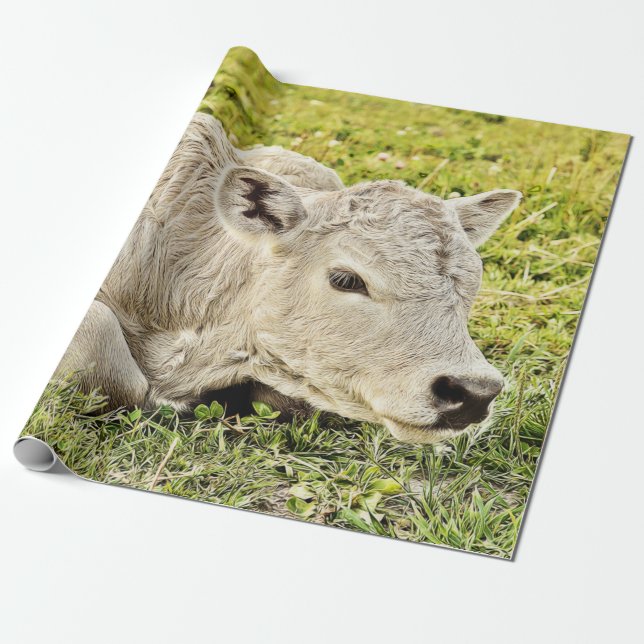 Cow Farm Rustic Land Decoupage Presentpapper (Utrullad)