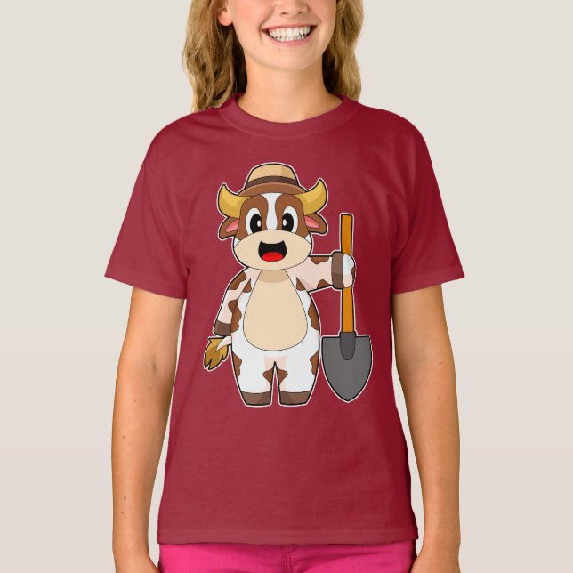 Cow Farmer Shovel T Shirt (Framsida)