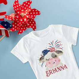 Cow Flagga Hårsnodd och Fireworks-Personlig T Shirt
