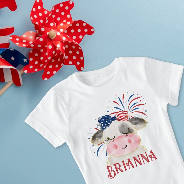 Cow Flagga Hårsnodd och Fireworks-Personlig T Shirt (Skapare uppladdad)