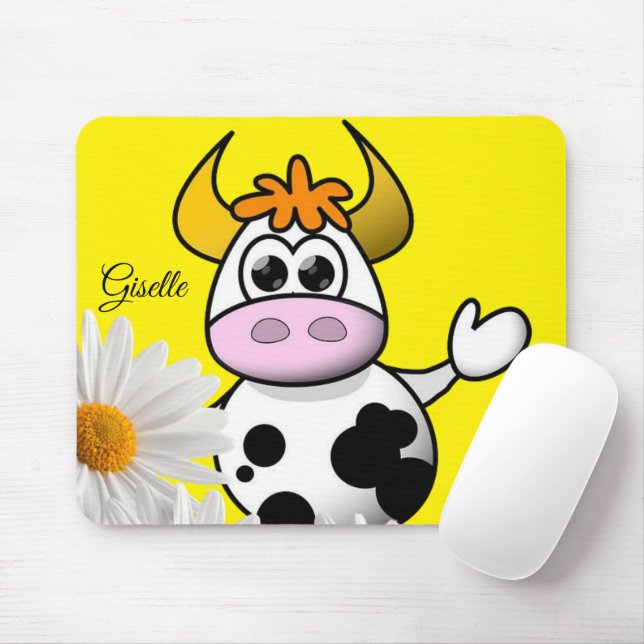 Cow Floral  Mouse Pad! Mouse Pad Musmatta (Med mus)