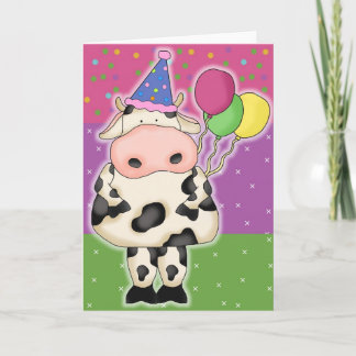 Cow Födelsedagskort och Postage Frimärke Kort