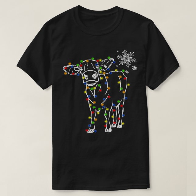 Cow Funny Cattle Reindeer Hat julafton Ligh T Shirt (Design framsida)