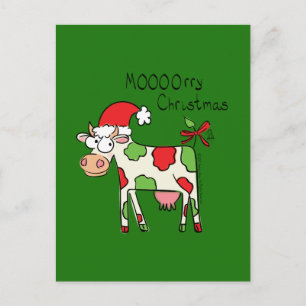 Cow Funny Tecknad julvykort Vykort