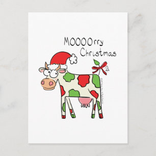 Cow Funny Tecknad julvykort Vykort