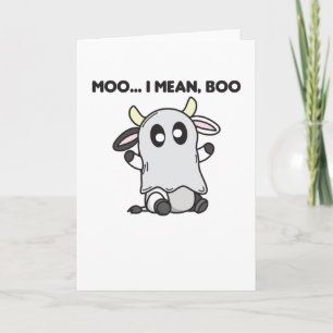 Cow Ghost Cute Kawaii Halloween Moo I Elak Boo Kort