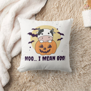 Cow Ghost Cute Kawaii Halloween Moo I Elak Boo Kudde