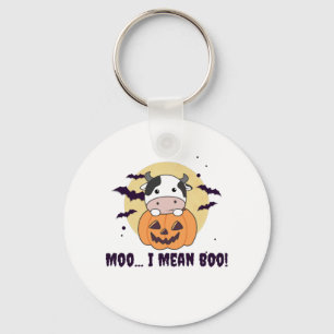 Cow Ghost Cute Kawaii Halloween Moo I Elak Boo Nyckelring