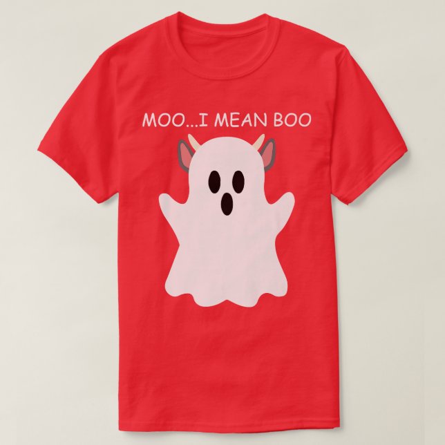 Cow Ghost Moo I Elak Boo Pumpkin Måne Halloween Fa T Shirt (Design framsida)