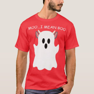 Cow Ghost Moo I Elak Boo Pumpkin Måne Halloween Fa T Shirt