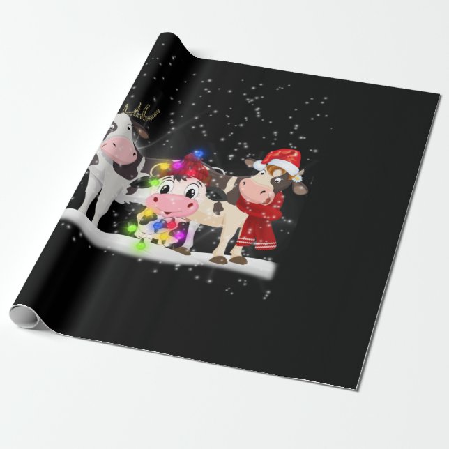 Cow Gift | Den fantastiska julklappsfamiljen Snö Presentpapper (Utrullad)