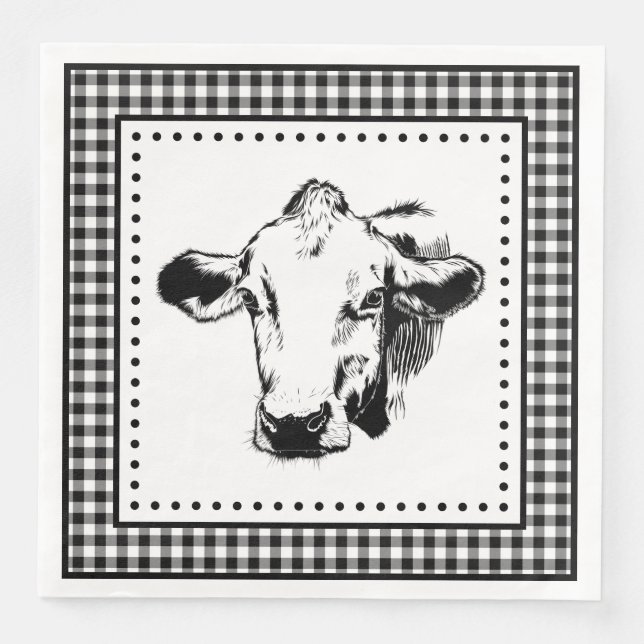 Cow Gingham Farmhouse Pappersservett (Framsida)