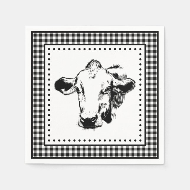 Cow Gingham Farmhouse Pappersservett (Framsidan)