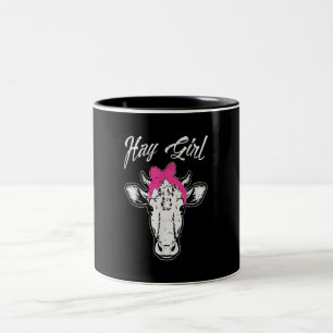 Cow Girl Farmer Gift  Coola Cow Animal Idea Två-Tonad Mugg