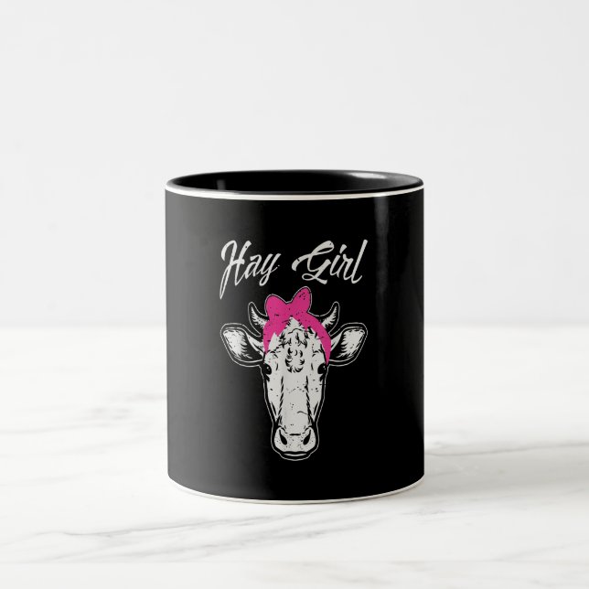 Cow Girl Farmer Gift| Coola Cow Animal Idea Två-Tonad Mugg (Center)