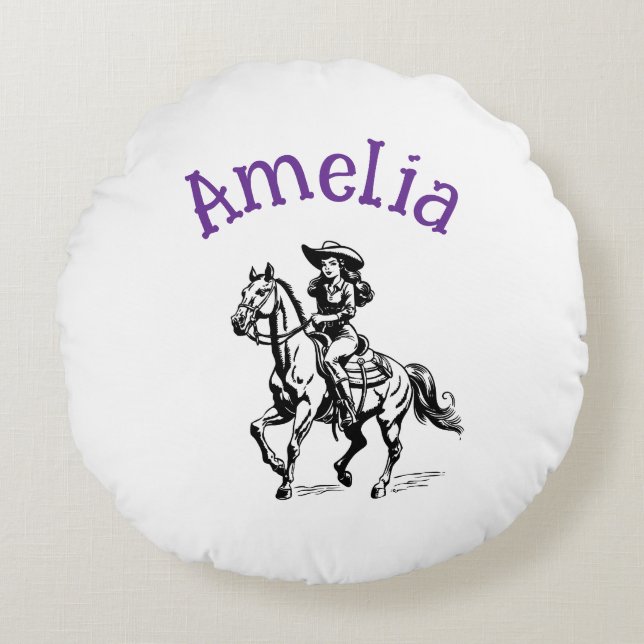 Cow Girl Rund Kudde (Framsidan)