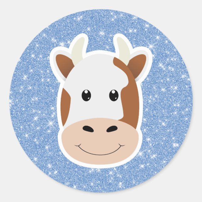 Cow Glitter Runt Klistermärke (Framsida)