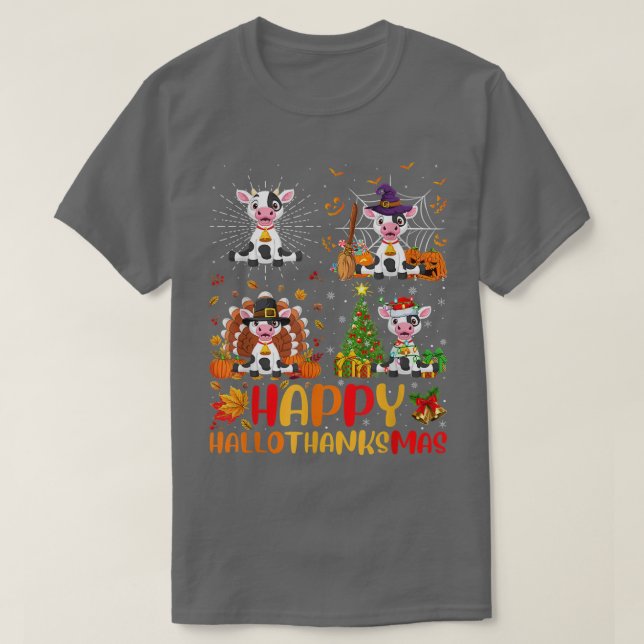 Cow Hallothanksmas Halloween Thanksgiving Christma T Shirt (Design framsida)