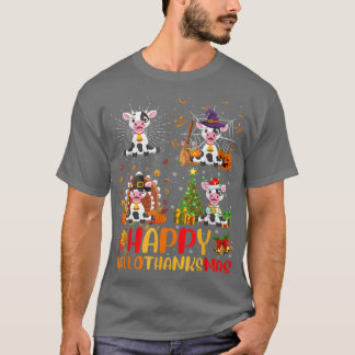 Cow Hallothanksmas Halloween Thanksgiving Christma T Shirt