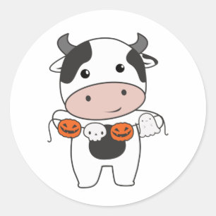 Cow Happy halloween Pumpkin Fladdermus Costume Cla Runt Klistermärke