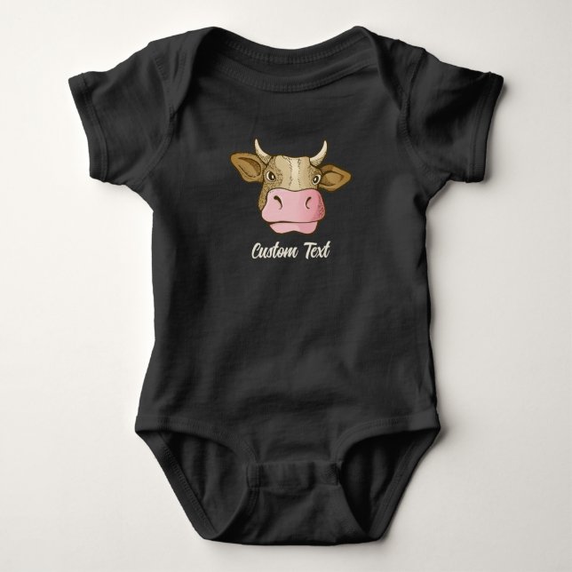 Cow Head T-Shirt Baby Bodykostym (Framsida)
